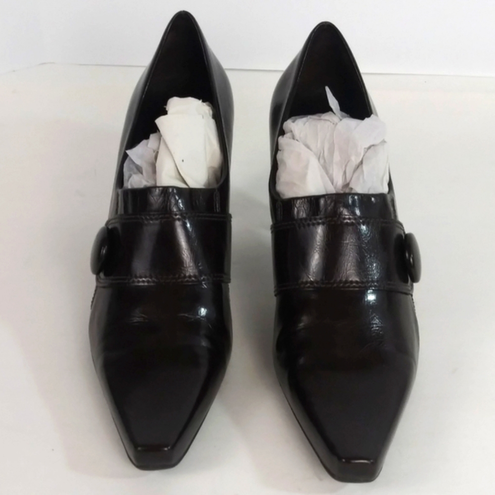 Franco Sarto brown leather heels women size 9.5 M.